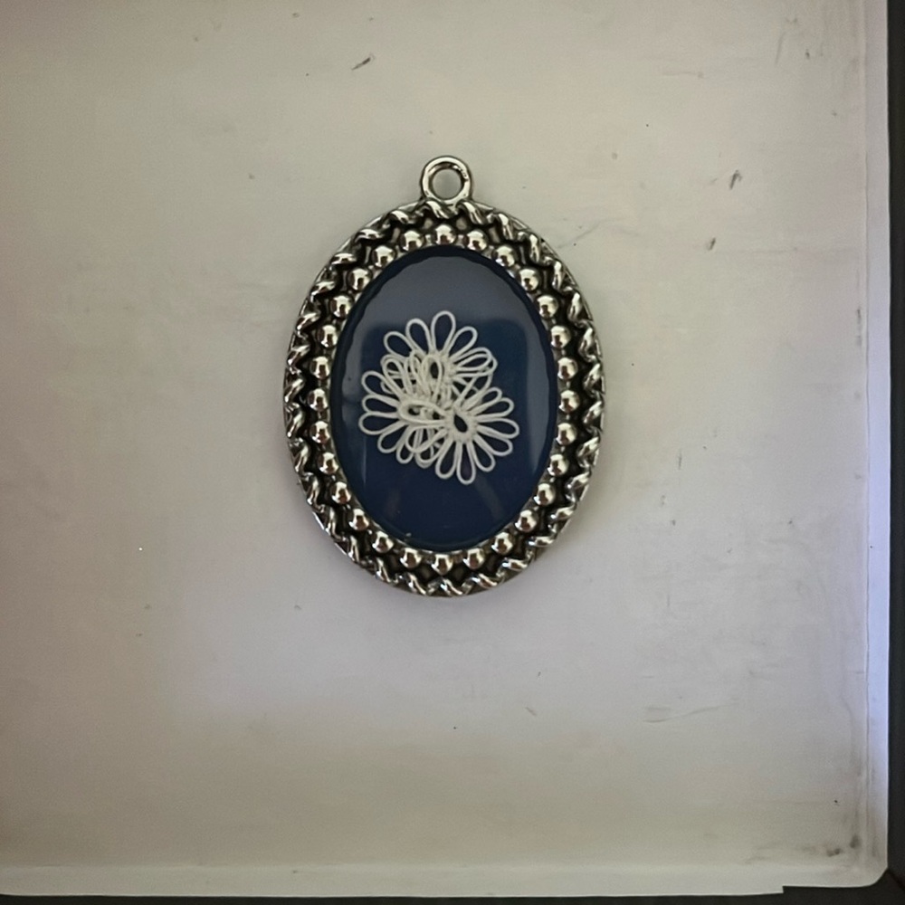 Handmade Tatted Lace Flower Pendant